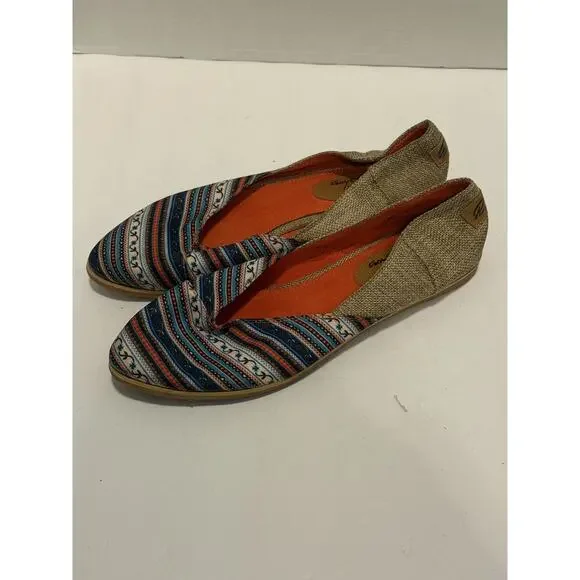 Randa Shoes Womens Size 10 Multicolor Aztec Canvas Flats Slip On Comfort Loafer - Picture 2 of 8